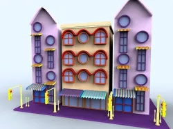 Cartoon building Street  Low-poly 3D model