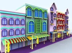 Cartoon Street Building  Low-poly 3D model