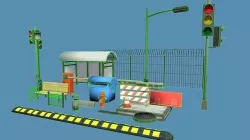 Casual city props Low-poly 3D model