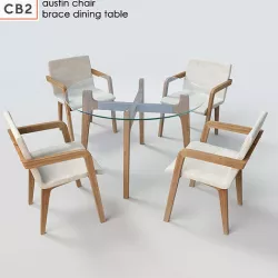 CB2 Brace Dining Table with Austin Chair 3D model