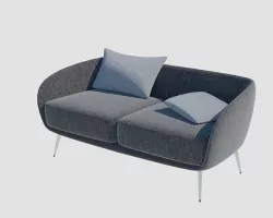 Clean Curved Revit Solid Sofa 3D model