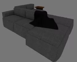 Double sided grey sectional sofa 3D model