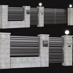 Fence with gate and intercom 3D model