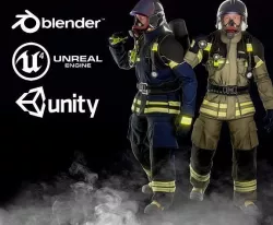 Firefighter Low-poly 3D model
