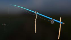 3D model Old-fashioned fishing rod VR / AR / low-poly