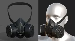 Gas mask protection futuristic fantasy human isolated Black  Low-poly 3D model