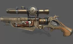 golden pistol Low-poly 3D model