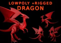 Large Fire Dragon Low-poly 3D model
