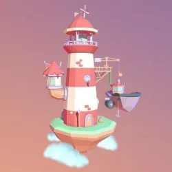 Lighthouse in the sky Low-poly 3D model