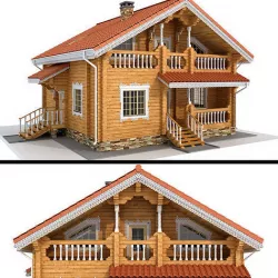 Log house - rounded log 3D model