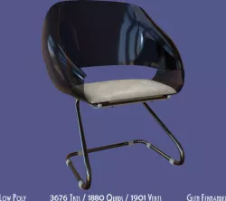 Low poly 70s retro vintage chair Low-poly 3D model