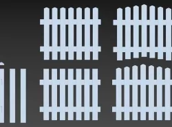 Low Poly Garden fence set for games and illustrations Low-poly 3D model