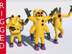 Low-Poly Monsters Inc CDA agents 3D models rigged  HAZMAT SUIT Low-poly 3D model