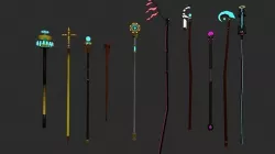 Low-poly  Stylized Fantasy Staff set  Low-poly 3D model
