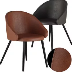 Mid-Century Chair leather 3D model Biarits Deep House 3D model 3D model