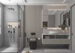 Modern bathroom with lights and render settings  3D model