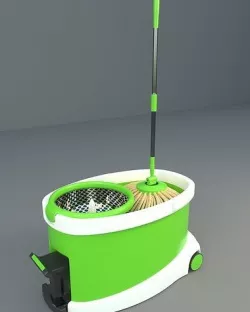Modern bucket and mop with push-up 3D model