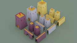 Modular Castle Walls Low-poly 3D model