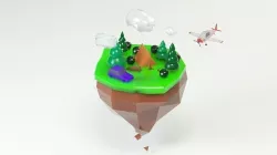 Plastic Flying Island Low-poly 3D model