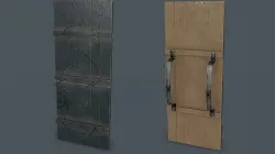 Post-Apocalypse Wooden Shield with Barbed Wire Low-poly 3D model