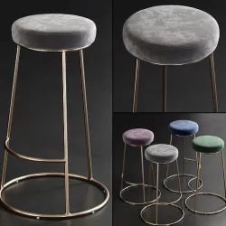 Rockett St George Atlantis Velvet Bar Stool 3D model