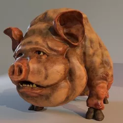 Scary Pig Low-poly 3D model
