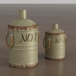 Set of old metal containers Low-poly 3D model