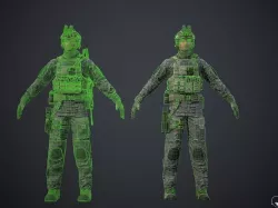 Soldier- Captain- Police- Full Set Accessories and Weapon Low-poly 3D model
