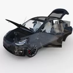Tesla Model Y RWD Black with interior and chassis 3D model
