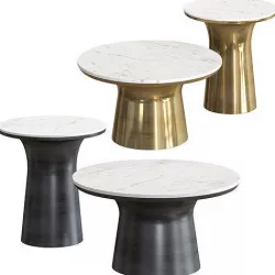 West Elm - Marble-Topped Pedestal Coffee Table 3D model