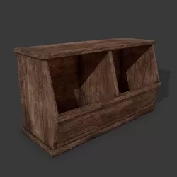 Wooden Storage Bin Low-poly 3D model