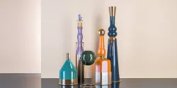 Yellow Metal Detailed Vases  - Giorgio Morandi Set 3D model