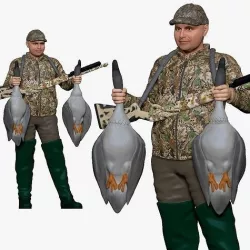 001169 duck hunter two ducks and rifle 3D model