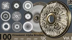 100 Ornament Alpha Brushes And Alphas  3D model