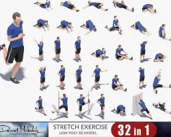 32 Stretch Animation 3d model Bundle Low-poly 3D model