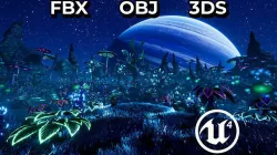 Alien Planet Fantasy Environment - Swamp Plants Low-poly 3D model