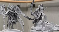 Angel statues 2 fallen angels together  3D model