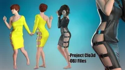 Bare shoulder dress 3D model