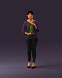 Barmen woman in purple blouse alkashka in hands 0937 3D model