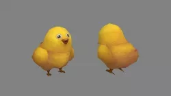 Cartoon chick - little yellow chicken Low-poly 3D model