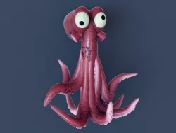 Cartoon Crazy Octopus Low-poly 3D model