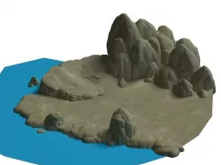 Cartoon forest - river bank connection 3D model