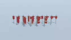 Cartoon medieval flags asset Low-poly 3D model