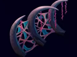 Cartoon submarine city - with ribbed bones 3D model