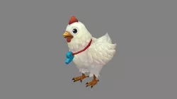 Cartoon white chicken wearing a whistle Low-poly 3D model