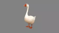 Cartoon white goose Low-poly 3D model