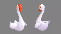 Cartoon white goose - proud white swan Low-poly 3D model