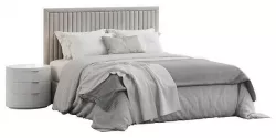 Channel Tufted Headboard Pine Queen Bed 3D model
