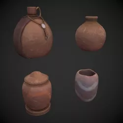 Clay Jars Low-poly 3D model