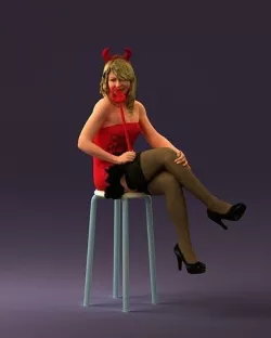 Devils bad girl seat on chair 0862 3D model